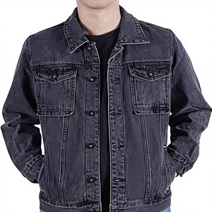 Veste en jean pour homme, décontractée, boutonnée, couleur unie, coupe classique, délavée, automne, 100% coton, lavable - Product Image 1