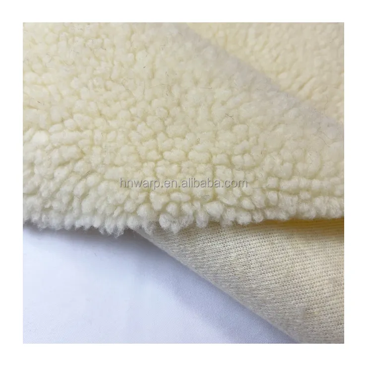 Fabriek Gerecycled 100% Polyester Sherpa Fleece Schapen Stof Crème Wit Faux Bont Voor Schoen Kledingstuk Voering