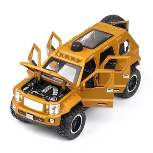 Легкосплавный автомобиль с подсветкой и музыкой 1/24, металлическая функция вытяжки, 6 дверей, открывающиеся мини-модели литых автомобилей