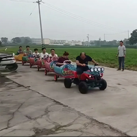 Tren de barriles de aceite sin rieles con dosel para niños, tren sin rieles para parques de atracciones, centros comerciales y parques infantiles urbanos