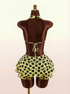 Abito <span class=keywords><strong>Corto</strong></span> da Donna con Stampa Leopardata, Sexy e Aderente, con Spalline Incrociate, Schiena Scoperta, Allacciatura e Volant - Product Image 3