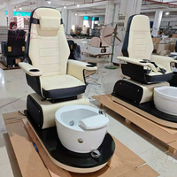 Fauteuil de pédicure électrique inclinable moderne avec bain de pieds rotatif et massage pour salon de manucure et pédicure