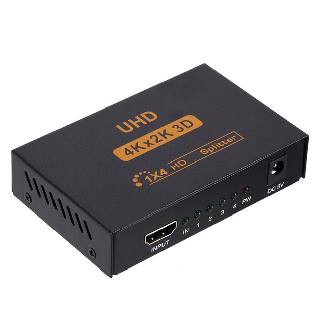 High Quality 3D 4K Ultra HD HDTV Splitter 1 in 4 Out HDTV Splitter 1 X 4 for Projector Monitor DVD Player and Blu-ray Player