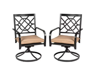 Ensemble de 2 chaises pivotantes contemporaines en acier pour patio, jardin, cour, avec coussin marron et rotation à 360°