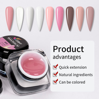 Gel de construction solide auto-nivelant anti-adhésif pour extension d'ongles, gel dur transparent pour extension d'ongles