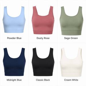 Top Corto da <span class=keywords><strong>Donna</strong></span> Elegante e Confortevole con Fiocco in Nastro Personalizzato, Dettaglio Fiocco in Tessuto, Scollo Rotondo, Reggiseno Aderente per Yoga - Product Image 5