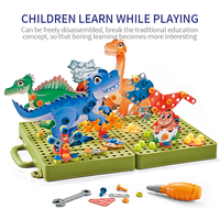 KS mainan Puzzle dinosaurus Led anak-anak, mainan edukasi DIY perakitan blok sekrup mainan Belajar Dini baru