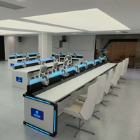 Console de commande de centre de diffusion LEIENTE, table multimédia pour salle de contrôle, podium de diffusion avec double socle sous le bureau