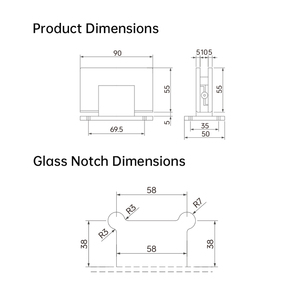 Charnière de <span class=keywords><strong>porte</strong></span> de douche moderne en acier inoxydable 304 à fermeture douce 180° pour verre trempé de 8-12 mm, charnière hydraulique réglable pour bureau - Product Image 6