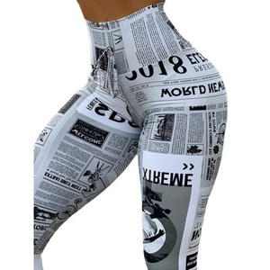 Pantalon de yoga <span class=keywords><strong>vintage</strong></span> taille haute extensible en velours polyester à imprimé numérique, style européen et américain, collection Printemps, coupe ajustée XY6657 - Product Image 5