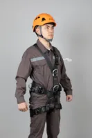 Ceinture de sécurité autoportante pleine longueur Camnal CA-A6628 pour travaux en hauteur et alpinisme, certifiée GB6095-2009, en polyester noir renforcé