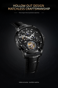 Montre squelette tourbillon pour homme, 42,5 mm, cadran ajouré double face, verre saphir, bracelet en cuir – Offre Spéciale - Product Image 6