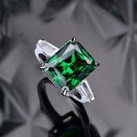 Bagues tendance en argent sterling 925 avec diamant taille radiant 10 mm*12 mm, pour usage quotidien, émeraude bleu roi vert, bagues en zircone cubique 5A