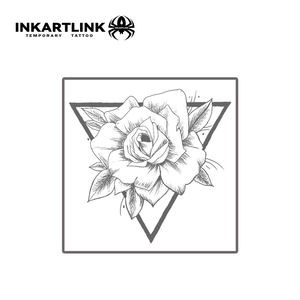 INKARTLINK Autocollant de <span class=keywords><strong>tatouage</strong></span> temporaire Rose <span class=keywords><strong>Triangle</strong></span> Géométrique Fleur Herbacée 15 Jours Semi-permanent Art Corporel Bras Jambe Vente en Gros - Product Image 4