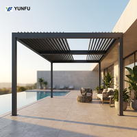 Motorisierte Aluminium-Pergola mit Verstellbaren Lamellen Pulverbeschichtet Wasserdichter Außenunterstand für Balkon-Freistehend