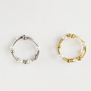 Hot Sale Stainless Steel Spinning Fidget Pearl <strong>Ring</strong> Frosted Gold-Plated <strong>Spin</strong> Ball Spinner Open Adjustable Anxiety Trendy <strong>Ring</strong> - Product Image 5