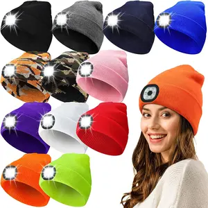 Hoge Kwaliteit Bluetooth Led Draadloze Muziek Multifunctionele Oplaadbare Winter Gebreide Muts Nieuwe Aangepaste Warme Ski Caps