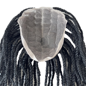 Extensiones de Cabello Humano Virgen Brasileño # Postizo de Cabello Afro Trenzado de 14 Pulgadas, Color Negro Azabache, con Encaje Completo <span class=keywords><strong>para</strong></span> Hombres Negros - Product Image 5