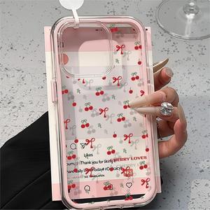 Coque antichoc 2-en-1 simple avec motif cœur et cerise, grande ouverture, compatible iPhone 17 Pro Max - Product Image 5