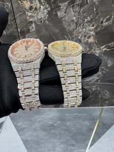 Montre mécanique automatique en acier inoxydable avec pierres de moissanite glacées, analogique, qualité supérieure, luxe impeccable - Product Image 6