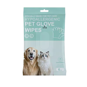 Gants de nettoyage jetables sans rinçage pour animaux de compagnie, lingettes nettoyantes sèches pour chats, gants désodorisants, fournitures de toilettage pour chiens - Product Image 1