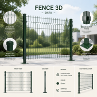 Clôture 3D haute sécurité en PVC noir pour terrains de sport, stades, périmètres, design incurvé, durable