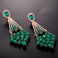 Vente chaude Vintage Cristal Dangle Boucles D'oreilles Exagéré Long Zircon Boucles D'oreilles Brillant Rouge Cristal Boucles D'oreilles De Mariée pour Le Mariage