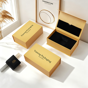 Logo Customizable Manufacturer PU Leather <b>LED</b> Ring Jewelry Box Eco-friendly Cardboard Paper Magnetic Box for Luxury Branding - Product Image 5