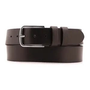 Made in Italy men's full grain cow leather 4 cm with 2 loops and satin nickel buckle, genuine leather belt