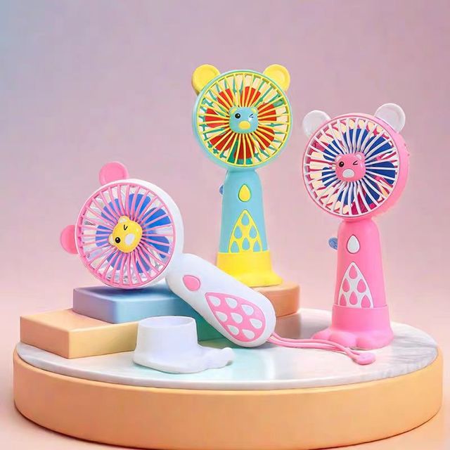 Colorful Cartoon Small Animal Handheld Hanging Rope Fan With Phone Holder Base for Easy Charging and Detachable Base Fan