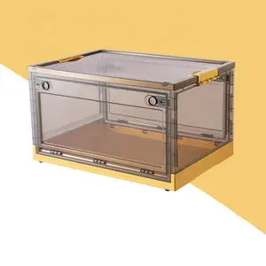 ふた付きAnjuny折りたたみ式ボックス家庭用スタッカブルオーガナイザーコンテナリビングルームビンブックプラスチック製折りたたみ式収納ボックス
