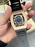 Montre mécanique automatique de luxe, haut de gamme et unique, 052, squelette en or rose, mouvement squelette, tourbillon, pour homme