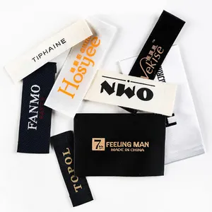 Hot cut single Cheap price Free sample wholesale custom Bags Gift Shoes Gold Print garment clothing double-sided woven label