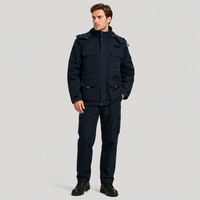 Veste de travail d'hiver robuste avec capuche matelassée, uniforme de travail multi-poches et pantalon cargo pour la construction