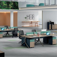 Meubles de bureau en gros pour espaces ouverts : Table de travail modulaire 2/4 places avec panneau de séparation à cadre métallique et tiroirs de rangement