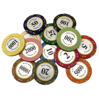 Jeu de jetons de poker personnalisé de casino en argile 14g de haute qualité pièce de 40mm Las Vegas avec autocollant intérieur en métal directement du fabricant