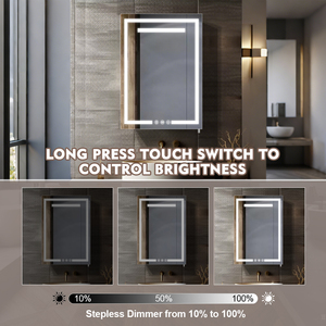 Gabinete de espejo de tocador de baño de acero negro con función de reproducción de música integrada - Product Image 5