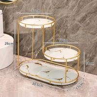 Rak Organizer Makeup Sudut 3 Tingkat yang Chic, Rak Meja Rias Emas untuk Perawatan Kulit, Nampan Parfum dan Makeup untuk Meja Kamar Mandi