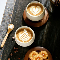 Assiette en bois, Tasse à café en céramique rustique, Tasse à café pour Latte Art, Mug à lait pour le petit-déjeuner, Vaisselle de table, Mug ovale en céramique, Cadeau d'anniversaire