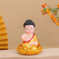 Ornement Bouddha à Tête Clignotante Alimenté par Énergie Solaire, Figurine en Plastique ABS à Secouement Automatique pour Décoration Feng Shui Maison et Voiture, Cadeau Porte-Bonheur