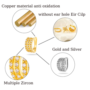 HENGSEN Nuovo Arrivo <span class=keywords><strong>Orecchino</strong></span> a Clip Regolabile in Oro e Argento con Zirconi CZ, Gioiello Non Forante per Conchiglia, <span class=keywords><strong>Trago</strong></span>, Elica - Product Image 2