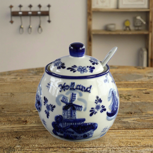 Pot à sucre en céramique de Offres Spéciales de <span class=keywords><strong>Delft</strong></span> bleu et blanc pour le stockage des aliments et le cuiseur à bonbons - Product Image 5