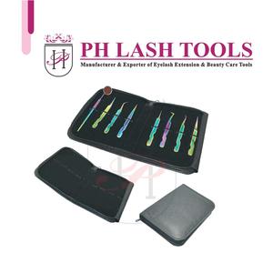 Pince à épiler en cxzd pour faux-cils, dispositif de sécurité à fermeture éclair, étui élastique, de couleur noire, pour extensions, nom privé, avec étui - Product Image 5