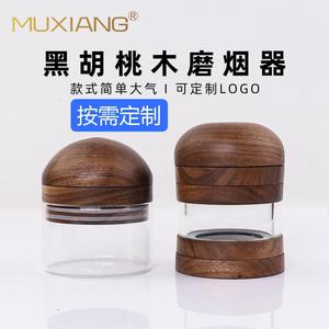 MUXIANG Wood Smoking Grinder Transparent Glass With Metal Screen Round Shape For Herbal Use - Product Image 5