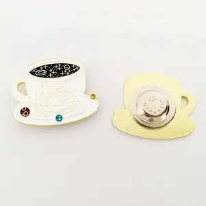 cute lovely coffee cup mug shaped I need my space gift metal metallic magnetic enamel magnet brooch coat badge pins sticker