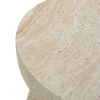 Mesa Auxiliar Moderna de Travertino Acanalado con MgO, Taburete de Patio Resistente a la Intemperie, Mesa Auxiliar Decorativa para Interiores y Exteriores