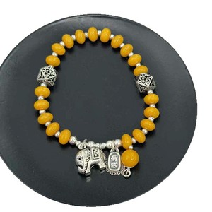 Bracelet en argent sterling S925 avec breloque éléphant en ambre, bijoux fins pour femmes, à porter au quotidien - Product Image 5