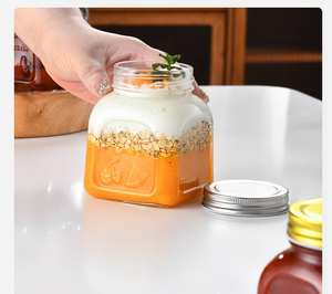 Pot <span class=keywords><strong>de</strong></span> conservation en verre transparent <span class=keywords><strong>de</strong></span> <span class=keywords><strong>luxe</strong></span> 250ML 500ML 750ML pour miel, confiture, pâte <span class=keywords><strong>de</strong></span> nid d'oiseau, sauce chili, épices, avec couvercles à vis - Product Image 5