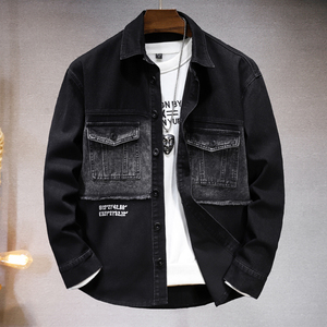 Cappotto Invernale Taglie Forti Giacca di Jeans Oversize con Lavaggio Acido Elasticizzato - Product Image 1