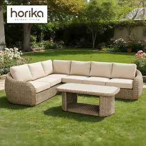 Ensemble <span class=keywords><strong>de</strong></span> canapés en rotin pour l'extérieur en <span class=keywords><strong>aluminium</strong></span>, ensemble <span class=keywords><strong>de</strong></span> <span class=keywords><strong>salon</strong></span> <span class=keywords><strong>de</strong></span> <span class=keywords><strong>jardin</strong></span> moderne en forme <span class=keywords><strong>de</strong></span> L, canapé modulaire d'extérieur - Product Image 1